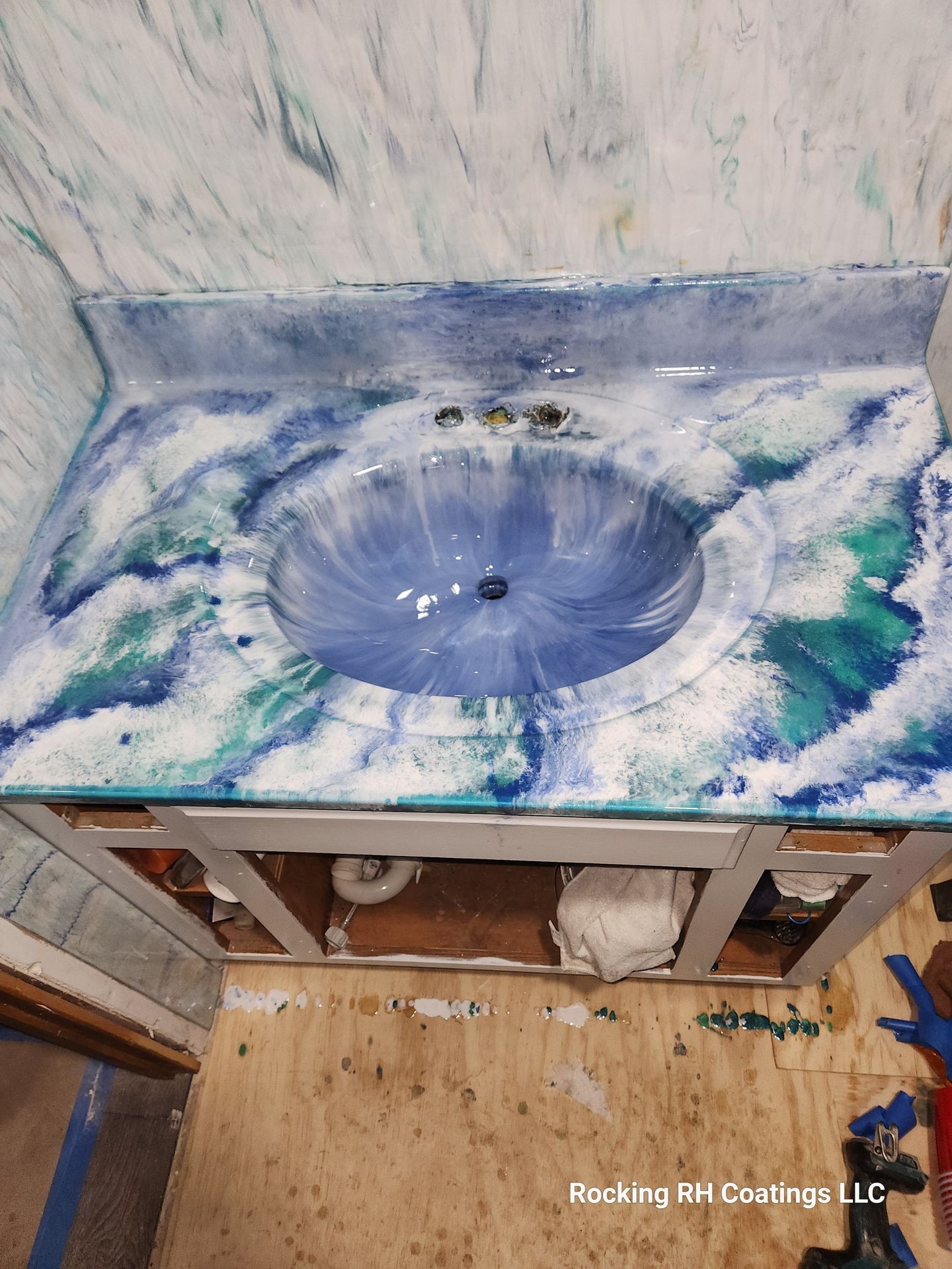 bathroom epoxied sink and counter