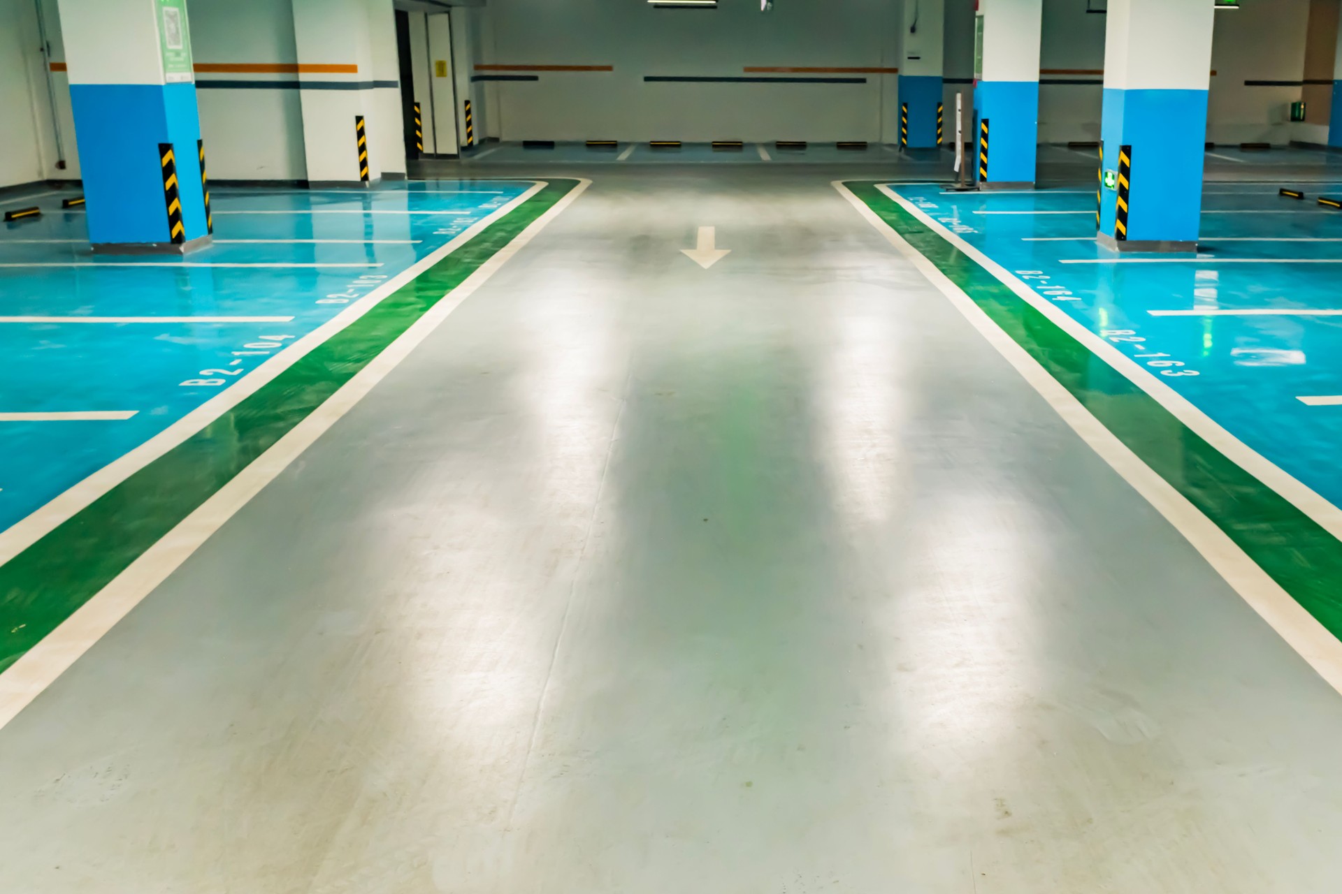 Empty parking lot, epoxy floor